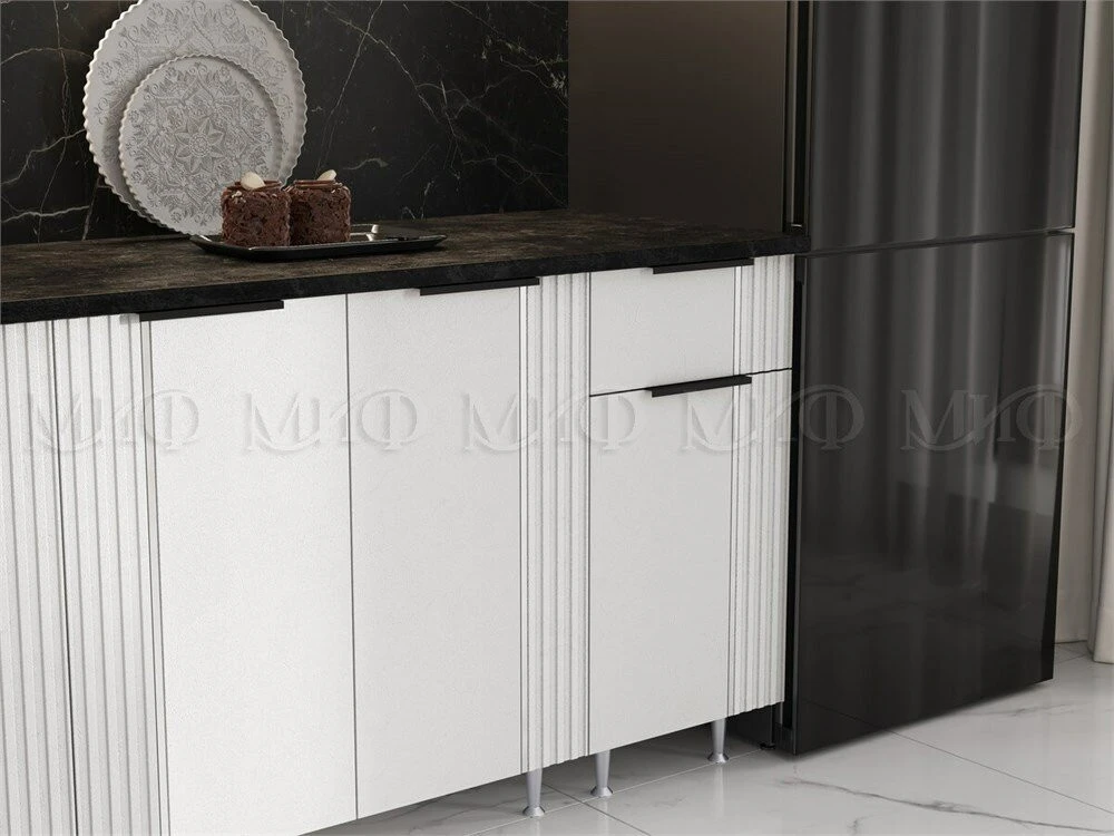 МИФ Кухня Виктория 2.0м Пластер Блэк Корпус Графит Пластер Блэк